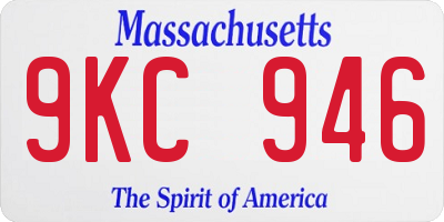 MA license plate 9KC946
