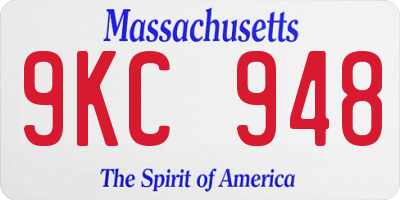 MA license plate 9KC948