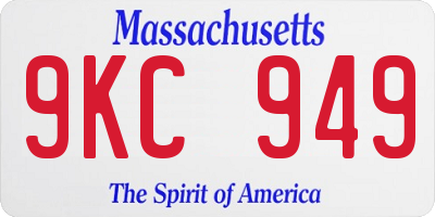 MA license plate 9KC949