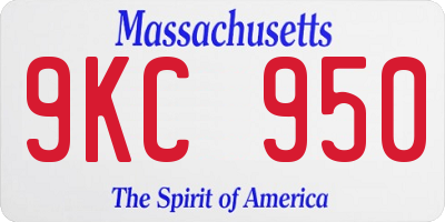 MA license plate 9KC950