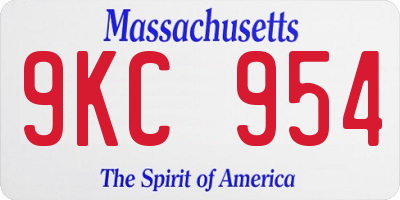 MA license plate 9KC954