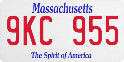 MA license plate 9KC955