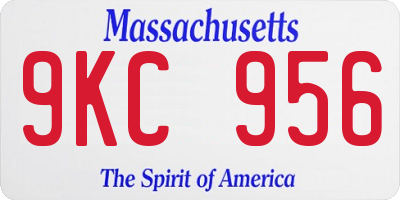 MA license plate 9KC956