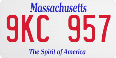 MA license plate 9KC957