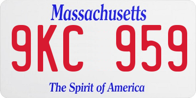 MA license plate 9KC959