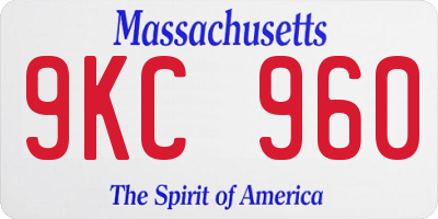 MA license plate 9KC960