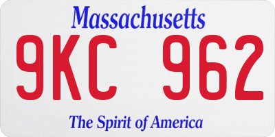 MA license plate 9KC962