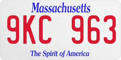 MA license plate 9KC963
