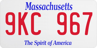 MA license plate 9KC967