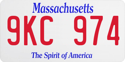 MA license plate 9KC974