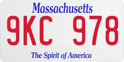 MA license plate 9KC978