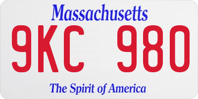 MA license plate 9KC980