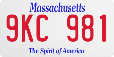 MA license plate 9KC981
