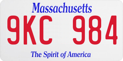 MA license plate 9KC984