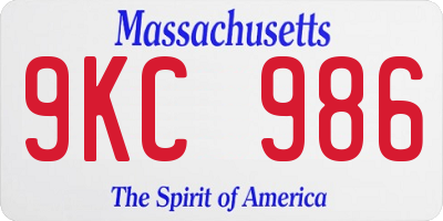 MA license plate 9KC986