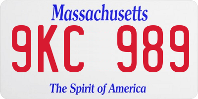 MA license plate 9KC989