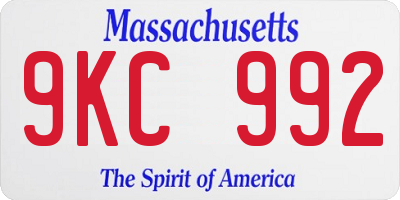 MA license plate 9KC992