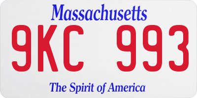 MA license plate 9KC993
