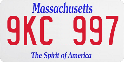 MA license plate 9KC997