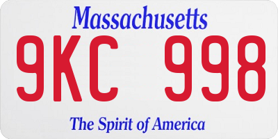 MA license plate 9KC998