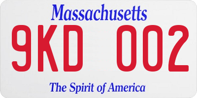 MA license plate 9KD002