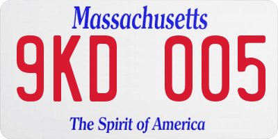 MA license plate 9KD005