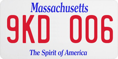 MA license plate 9KD006