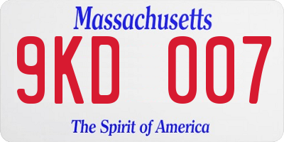MA license plate 9KD007