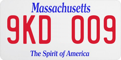 MA license plate 9KD009