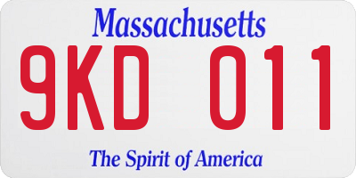MA license plate 9KD011