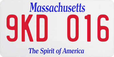 MA license plate 9KD016