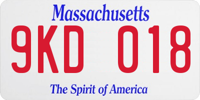 MA license plate 9KD018