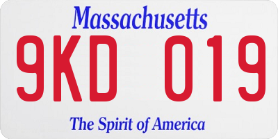 MA license plate 9KD019