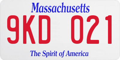MA license plate 9KD021