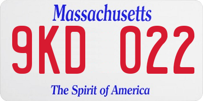 MA license plate 9KD022