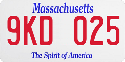MA license plate 9KD025