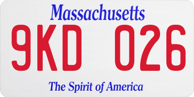 MA license plate 9KD026