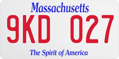MA license plate 9KD027