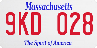 MA license plate 9KD028