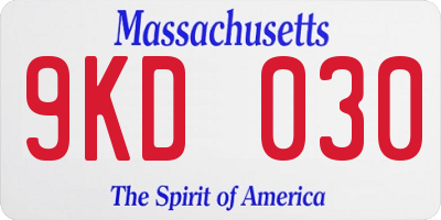 MA license plate 9KD030