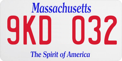 MA license plate 9KD032