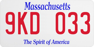 MA license plate 9KD033