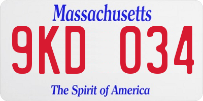 MA license plate 9KD034