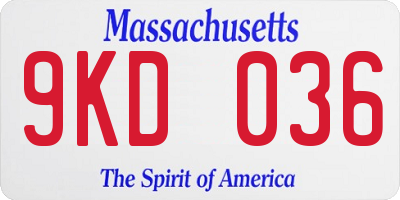 MA license plate 9KD036