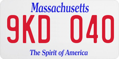 MA license plate 9KD040