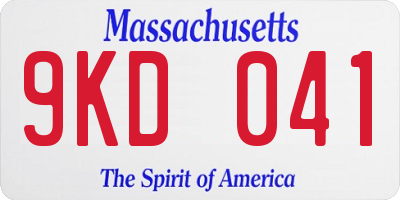 MA license plate 9KD041