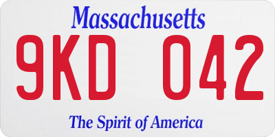 MA license plate 9KD042