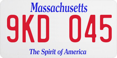 MA license plate 9KD045