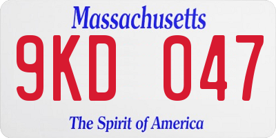 MA license plate 9KD047