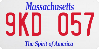 MA license plate 9KD057